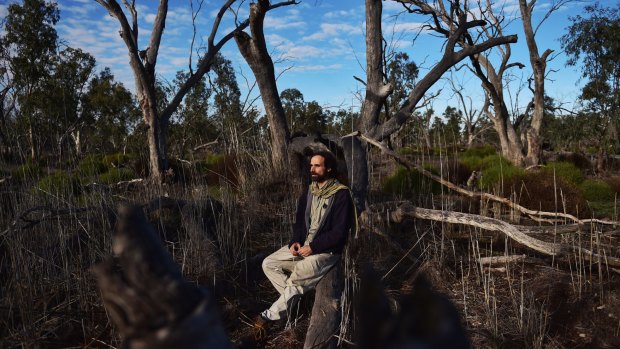 UNSW researcher Gilad Bino at the Macquarie Marshes in western NSW. Climate change may worsen an already sick marshland.