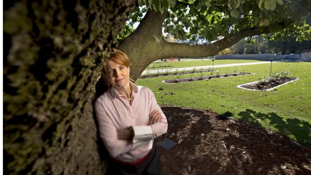 Jane Grover Southern Metropolitian Cemetries Trust chief executive officer, photographed next to the 'new age' section of the Springvale cemetray which caters for baby boomer burials.
