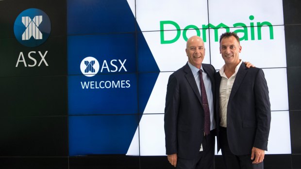 Domain chief executive Antony Catalano with Fairfax Media chief executive Greg Hywood at the ASX on Thursday.