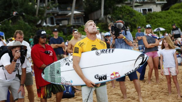 Emotional: Mick Fanning looks to the skies on Thursday. 
