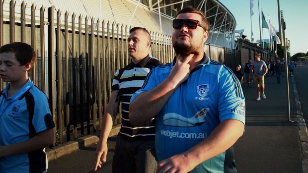 Subdued: The usual carnival atmosphere was missing as Sydney FC fans turned up for Friday night's match.