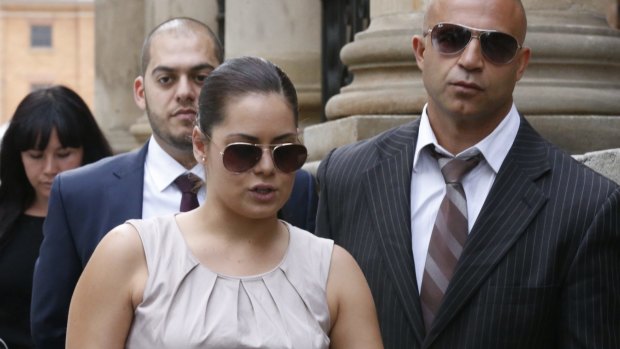 Jessica Silva arrives at court for sentencing with her lawyer Adam Houda.
