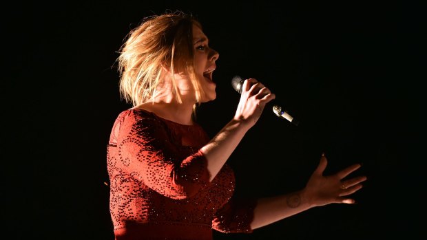 Fell flat ... Adele performs at the 58th Grammy Awards.