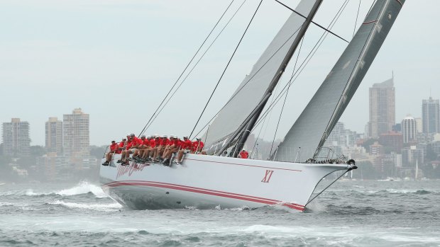 Supermaxi Wild Oats XI races during the CYCA SOLAS Big Boat Challenge in Sydney.