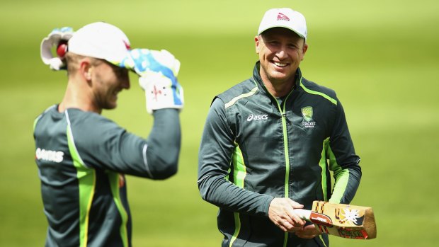 Successful successor: Brad Haddin with Peter Nevill during the Ashes tour.