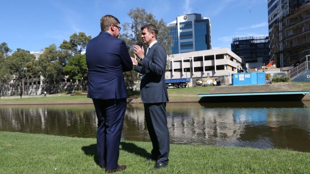 Deputy Premier and Minister for the Arts Troy Grant with NSW Premier Mike Baird.