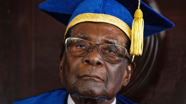 Robert Mugabe on Friday at his first public appearance since the military put him under house arrest. He presided over a student graduation ceremony at Zimbabwe Open University.