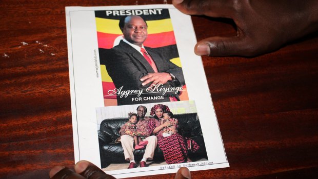 Campaign material for Ugandan opposition presidential candidate Aggrey Kiyingi.
