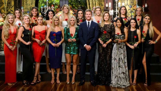 Richie Strahan with the women from The Bachelor.