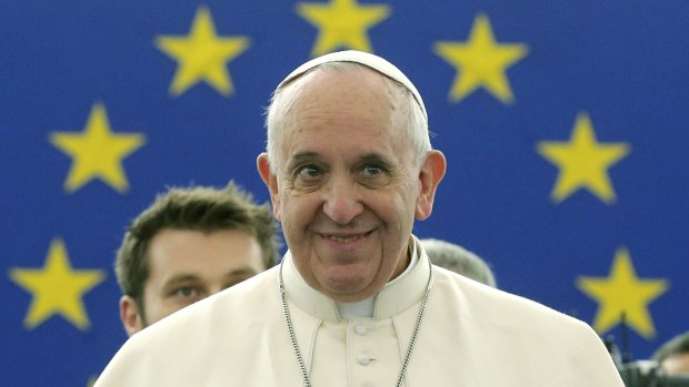 Pope Francis addresses the European Parliament.