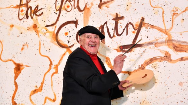 John Olsen at the opening of an exhibition of his work last year. He decried this year's Archibald decision as the "worst ever".