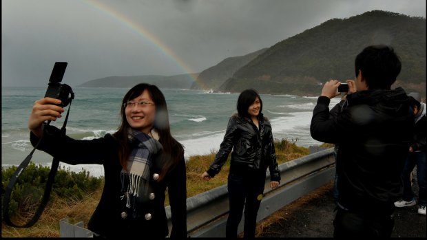 Chinese tourists along Great Ocean Road.