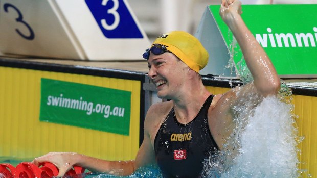 Scintillating form: Cate Campbell breaking the women's 100m freestyle world record on July 2. 