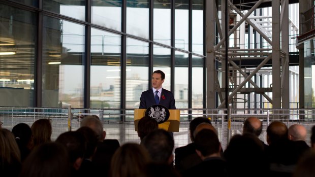 Chancellor of the Exchequer George Osborne at the Imperial College White City in London on Monday. 