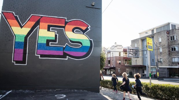 A sign in Sydney's Redfern in support of same-sex marriage. 