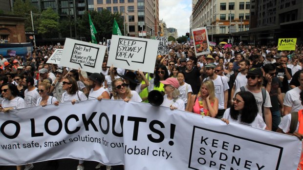 Thousands of protesters gathered at the "Keep Sydney Open" rally to protest against the recently renewed lockout laws. 