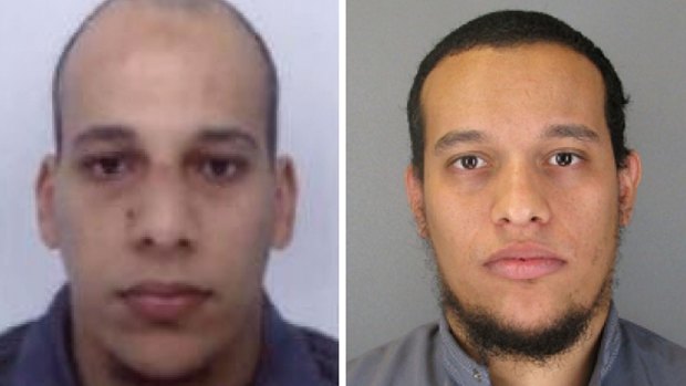 Died in shootout with police in Dammartin ... Photos released by French police showing terrorist suspects Cherif Kouachi (left) and his brother Said.