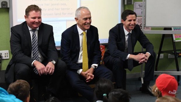 Assistant Minister for Industry Craig Laundy, Prime Minister Malcolm Turnbull and Education Minister Simon Birmingham visit North Strathfield Public School earlier this month.