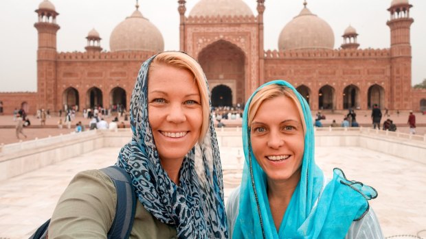 Rachel Davey and Martina Sebova in Pakistan.