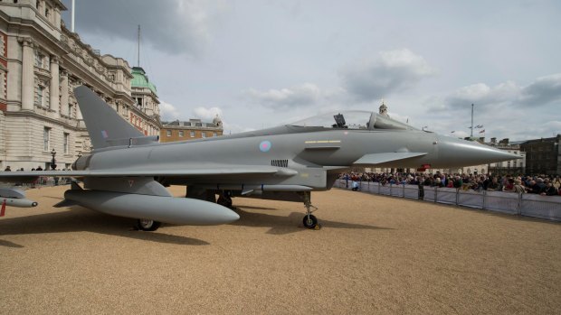 Aircrafts from the RAF Museum on display in central London.