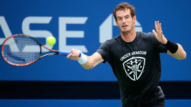 In form: Andy Murray trains at the US Open on Sunday.