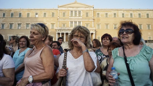 Protesters in Athens on Wednesday fear the consequences of a Greek debt default.