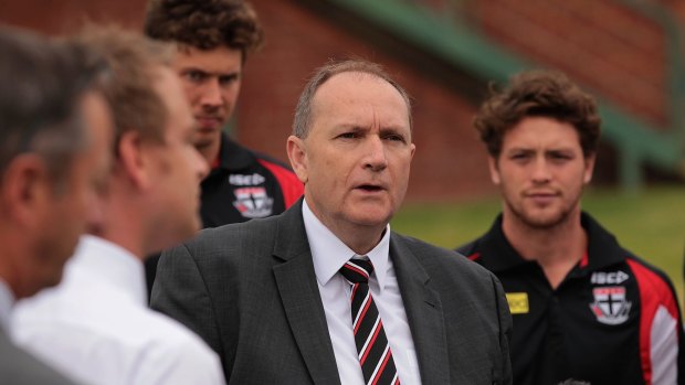 St Kilda president Peter Summer at the Junction Oval last month.