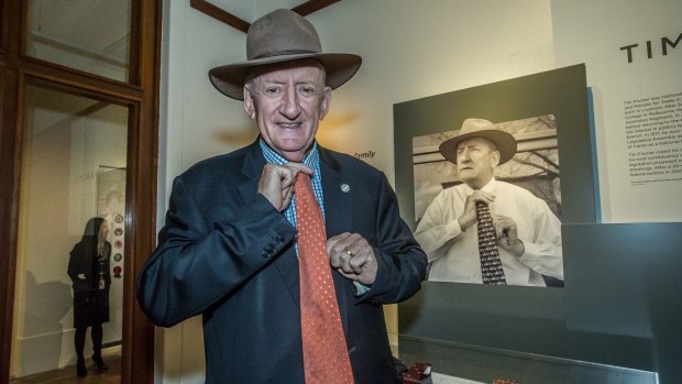 Tim Fischer at an exhibition at the Museum of Australian Democracy in June.