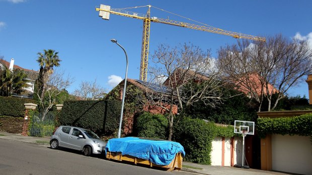Building work: Construction is taking place behind Prime Minister Malcolm Turnbull's home in Point Piper.
