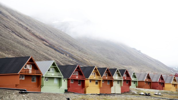 The tundra-inspired colours of Longyearbyen's wooden houses.