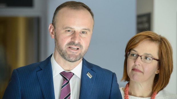 ACT Chief Minister Andrew Barr, with Health Minister Meegan Fitzharris earlier this year.
