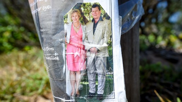 A memorial image at Point Lonsdale Lighthouse for Ian Chamberlain and Dianne Bradley.