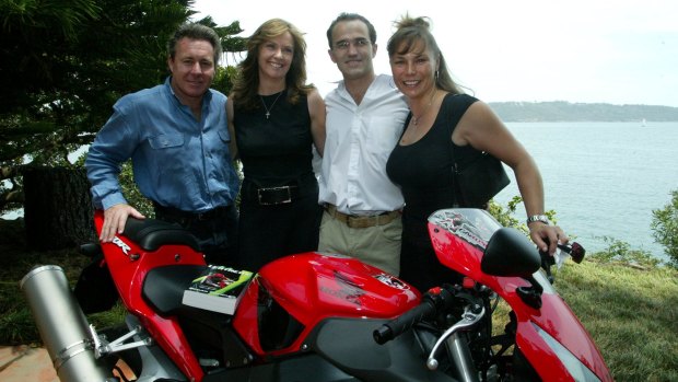 Wayne Gardner, Donna and Johnny Kahlbetzer and Gardner's then-wife, Toni, at Windemere, Vaucluse.