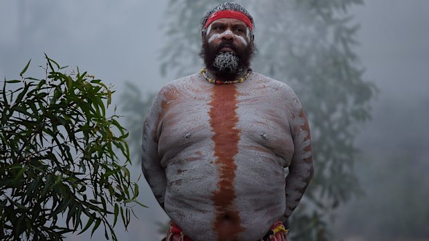 Tye Gordon, a member of the Koomurri Aboriginal Dance Troupe, during the ceremony.