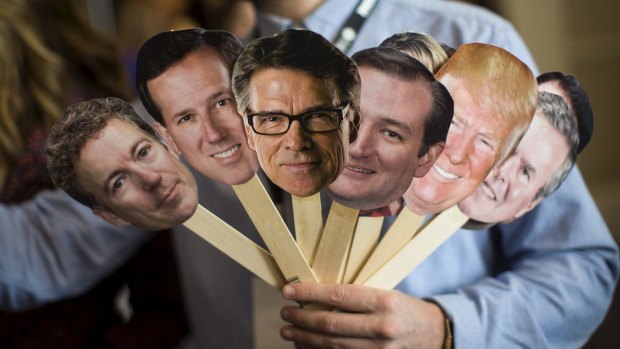 Cutouts of 2016 Republican presidential hopefuls at the annual gathering of young conservatives at the Conservative Political Action Conference.