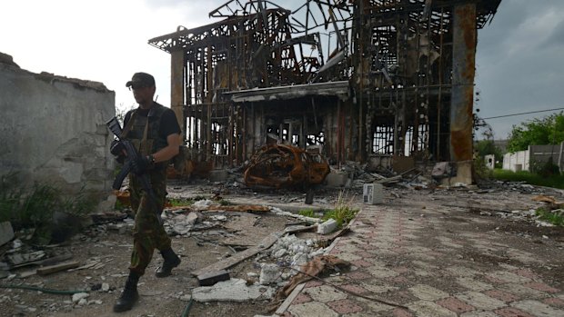 A Ukrainian soldier near Donetsk on Thursday. 