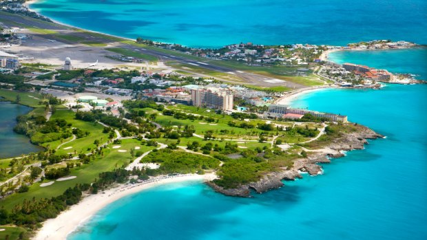 The international airport in Dutch part of St.Martin, the Caribbean.