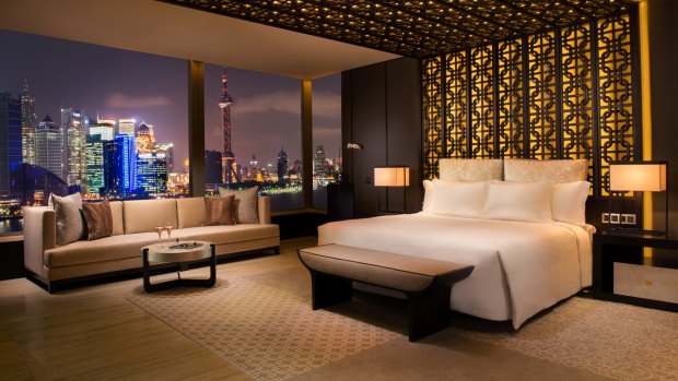 A room at Banyan Tree Shanghai on the Bund.