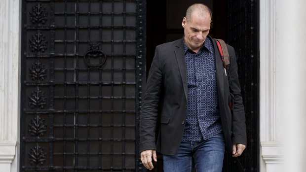 Yanis Varoufakis leaves Maximos Mansion, the residence of the Greek prime minister, in Athens in June.