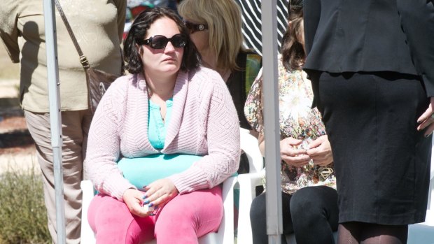 Peta-Ann Francis, the mother of Nikki Francis-Coslovich, at the girl's funeral in Mildura on Tuesday. 