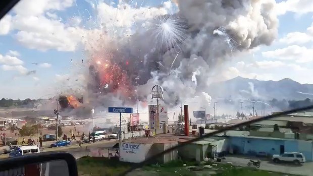 An explosion rips through the San Pablito fireworks market in Tultepec, Mexico.