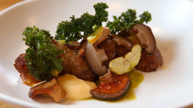 Tulip's slow-cooked jerusalem artichokes, pine mushrooms, swede and chestnuts.