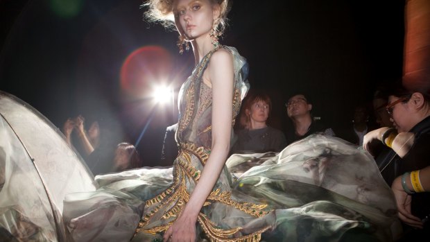 Guo Pei, 'Legend' collection backstage, Paris Haute Couture week, January 2017.