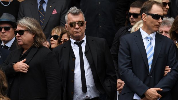 Jimmy Barnes was among the mourners at Malcolm Young's funeral at St Mary's Cathedral.