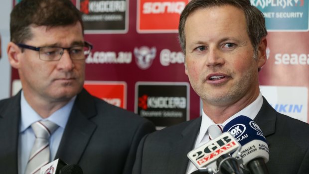 Taking a stand: Sea Eagles chief executive Joe Kelly (left) and chairman Scott Penn.