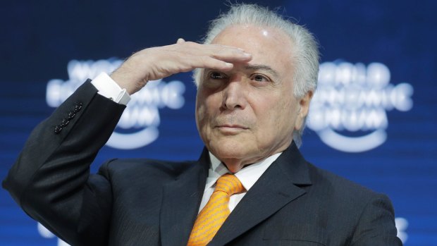 Most unpopular: Brazilian President Michel Temer in Davos, Switzerland, on Wednesday.