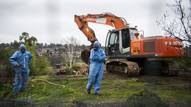 The private demolition of a Mr Fluffy house last year.