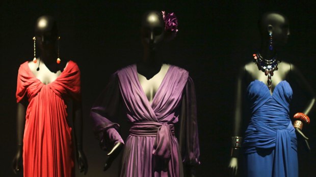 Dresses on display at the Yves Saint Laurent museum in Marrakesh.