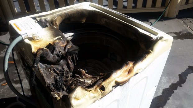 A Samsung washing machine that caught fire after it was repaired at an Avoca Beach home in July 2015.