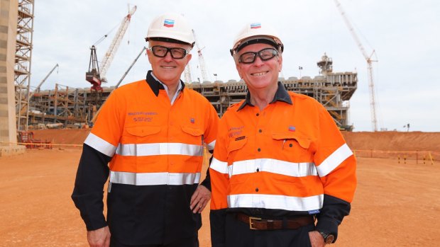 Prime Minister Malcolm Turnbull and WA Premier Colin Barnett tour an LNG project on Barrow Island last year.
